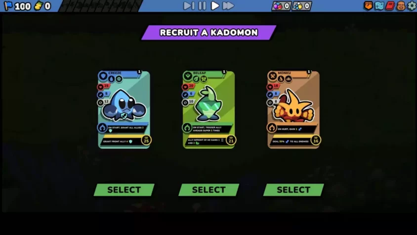 Карты и мир игры Kadomon: Hyper Auto Battlers