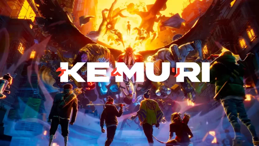 Обложка игры Kemuri, захватывающая визуализация с яркими цветами и футуристической атмосферой