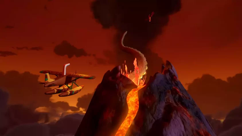 Извержение вулкана и самолёт Kid Pilot VR