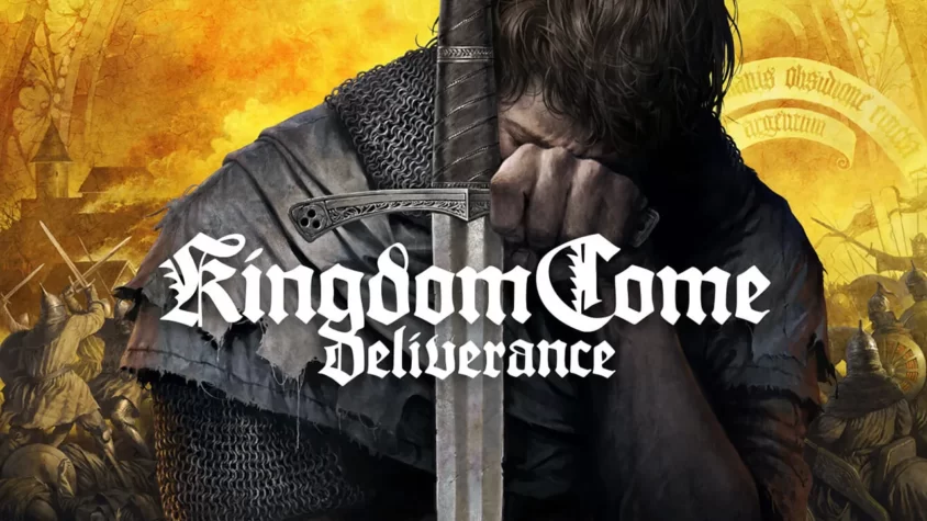 Kingdom Come: Deliverance - Обложка Обложка игры Kingdom Come: Deliverance, где рыцарь с мечом изображён в мучении.