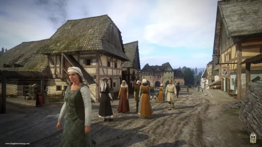 Жилые дома с видом на замок в Kingdom Come: Deliverance.