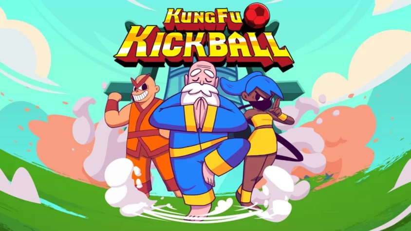 KungFu Kickball Обложка игры KungFu Kickball, на которой изображены персонажи с боевыми искусствами, готовые к футбольной битве