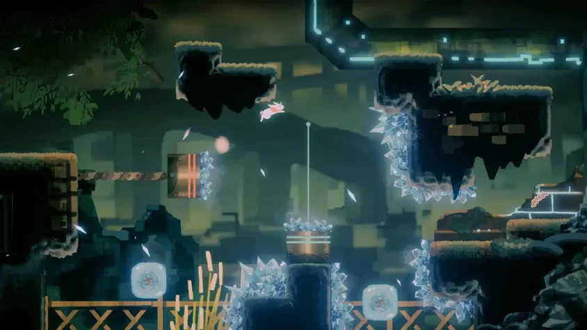 Геймплей игры Lapin: загадочные платформы и ледяные опасности