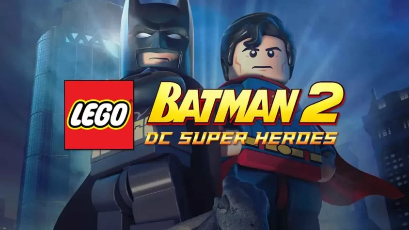 LEGO Batman 2: DC Super Heroes - Обложка Легенда о Бэтмене в стиле LEGO и его союзник Супермен, готовые к битве с суперзлодеями