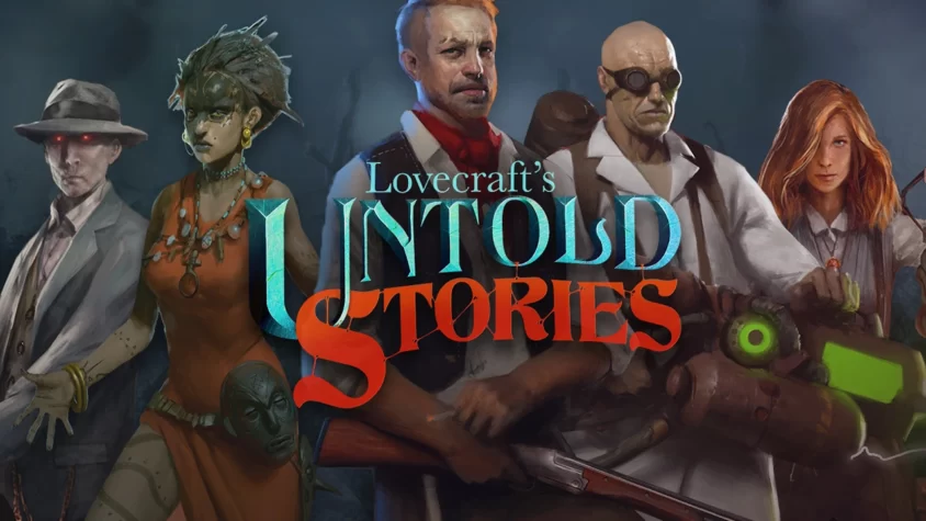 Обложка игры Lovecraft's Untold Stories с главными героями в стиле нуара и мистики