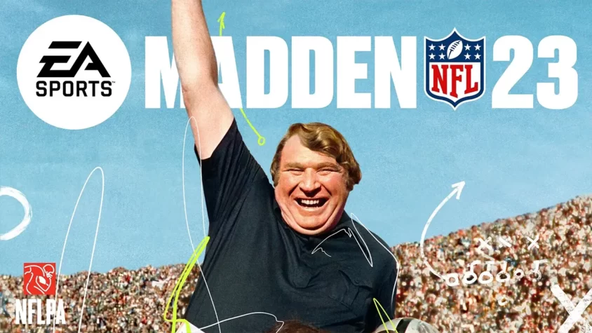 Обложка игры Madden NFL 23 с Джоном Мэдденом, который явно счастлив видеть, как EA Sports пытается сделать всё еще более «реалистично»
