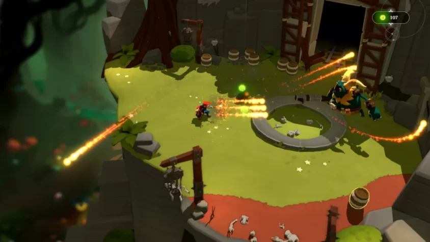 Персонаж в игре Mages of Mystralia сражается с врагом