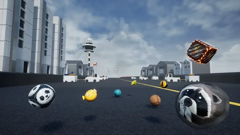 Гонки с марблами на трассе в аэропорту Marbles on Stream