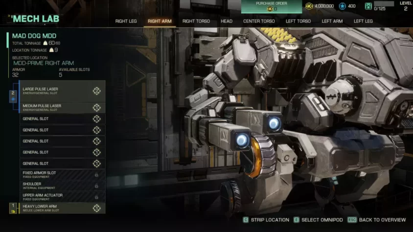 Настройка меха в MechWarrior 5: Clans