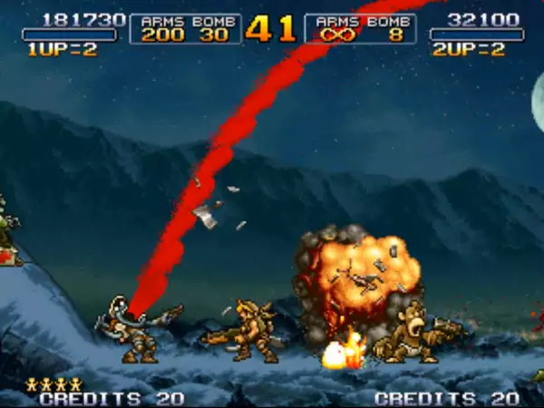 Металлические враги и огонь в Metal Slug 3