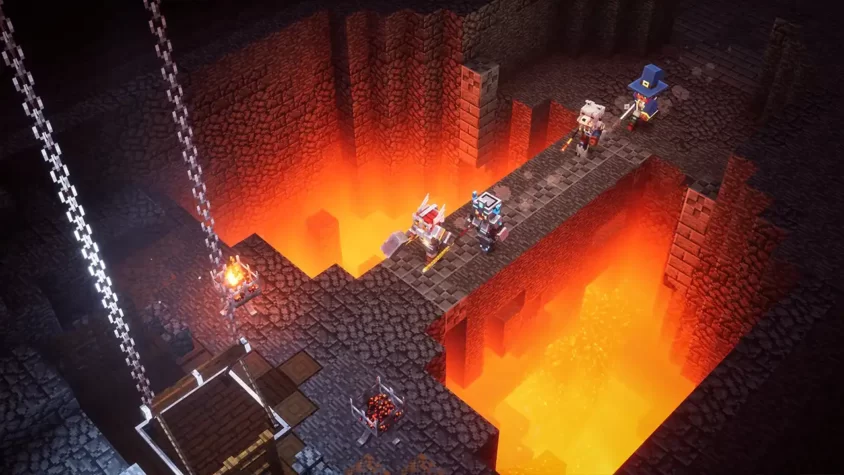 Герои с использованием защитных навыков в Minecraft: Dungeons