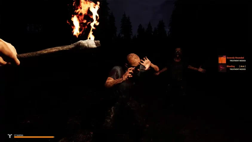 Скриншот с атакой зомби в Mist Survival