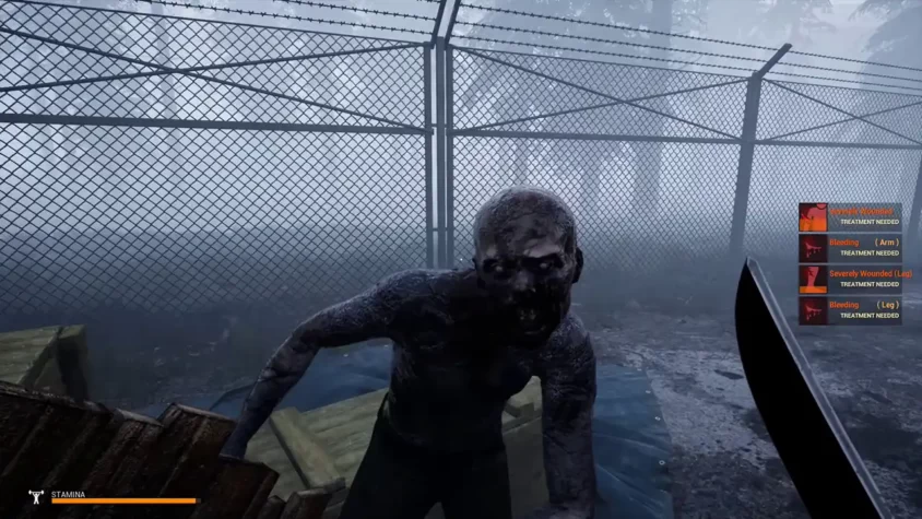 Скриншот с зомби возле забора в Mist Survival