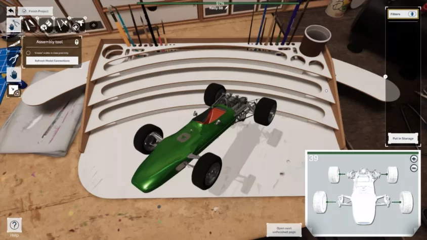 Процесс сборки модели гоночного автомобиля в игре Model Builder