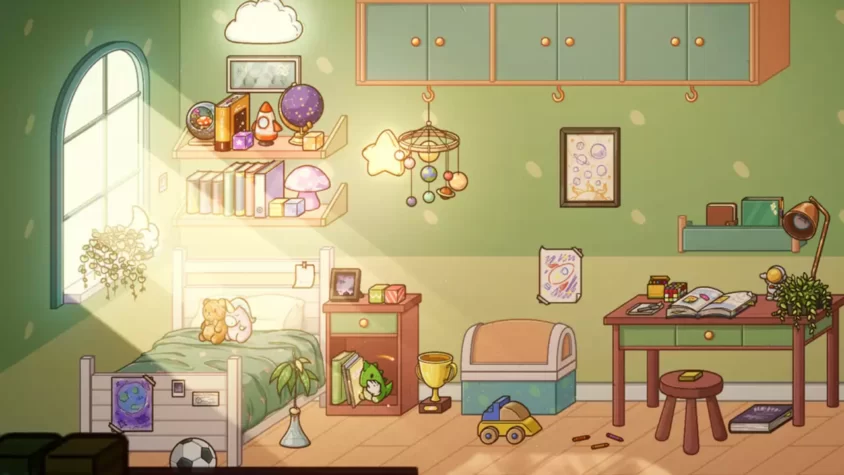 Screenshot с комнаты с игрушками и книгами