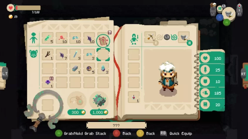 Инвентарь персонажа в Moonlighter