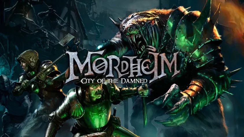 Mordheim: City of the Damned - Обложка игры Обложка игры Mordheim: City of the Damned с изображением персонажей и чудовища