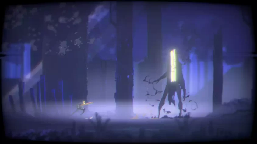 Вражеское существо в лесу игры Narita Boy