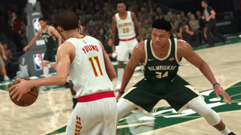 Тре Янт против Яниса Антетокунмпо в игре NBA 2K21