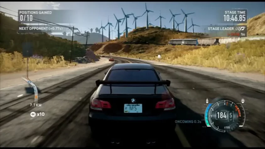 Гонка в Need for Speed: The Run с видимыми показателями