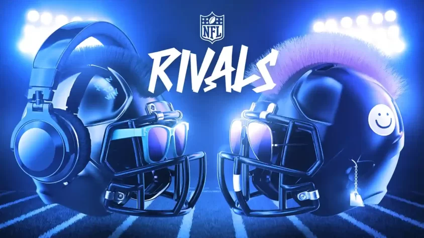 NFL Rivals: Обложка игры Обложка игры NFL Rivals с футуристическими шлемами