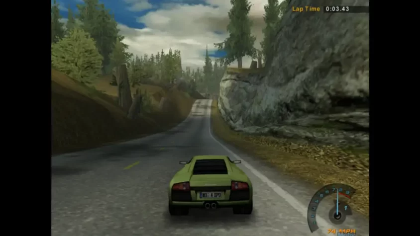 Гонка по извилистой дороге в Need for Speed: Hot Pursuit 2