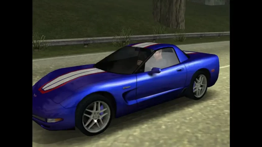 Синий спортивный автомобиль в Need for Speed: Hot Pursuit 2