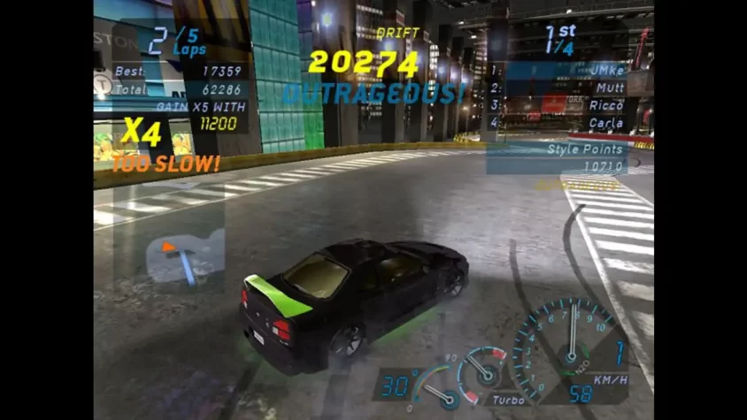 Гонка в Need for Speed: Underground с дрифтом
