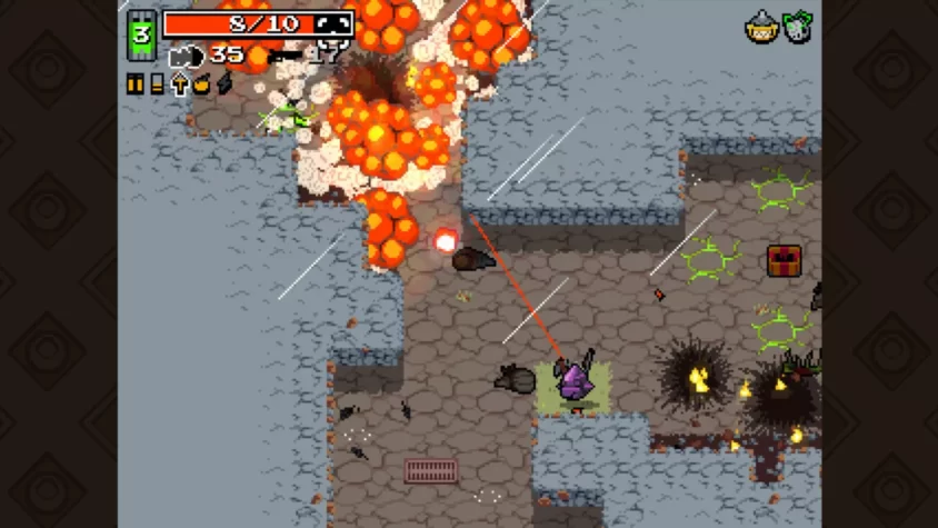 Экшен на экране в Nuclear Throne: взрывы, оружие и яркая стрельба