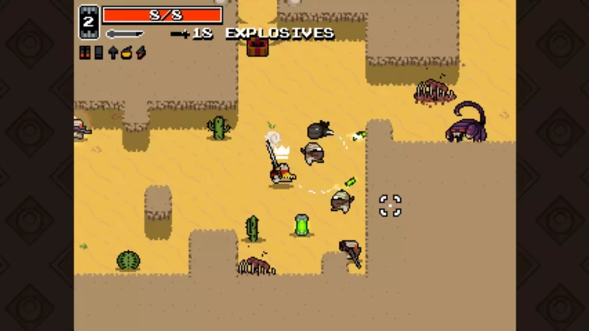Захватывающий бой в подземелье с многочисленными взрывами в Nuclear Throne