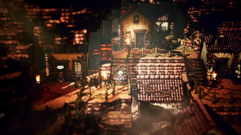 Городская сцена из Octopath Traveler