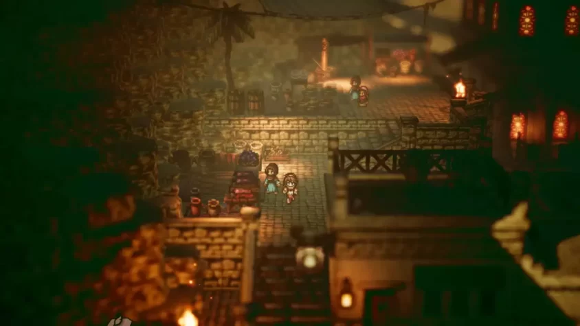 Персонажи в городе Octopath Traveler