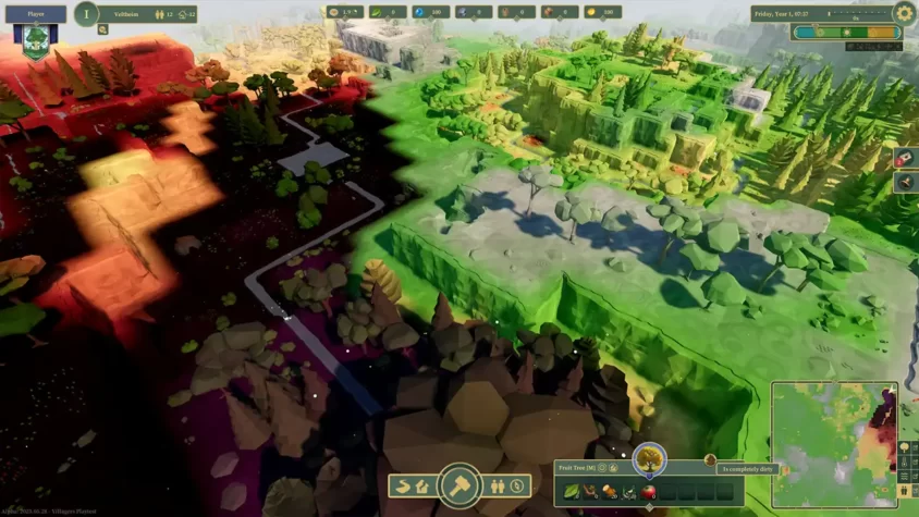 Скриншот из игры 'Of Life and Land' с видом на разнообразные экосистемы