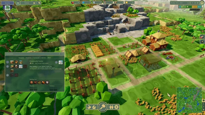 Скриншот из игры 'Of Life and Land' с деревнями и домами