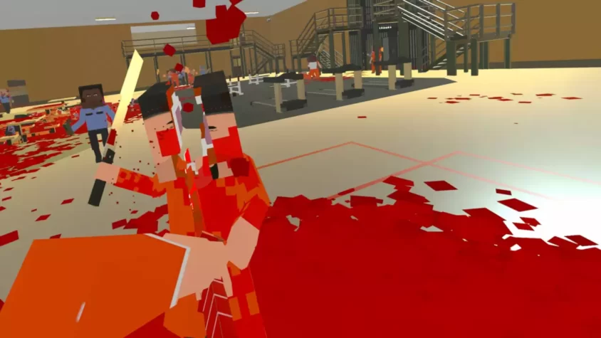 Кровавая битва на причале с использованием ножа в Paint the Town Red VR