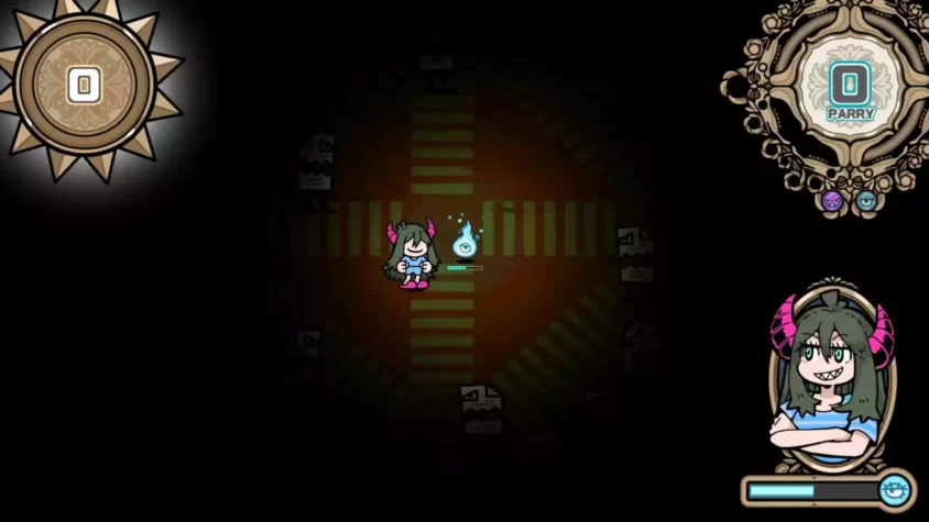 Персонаж Parry Nightmare в атаке с огненным взрывом