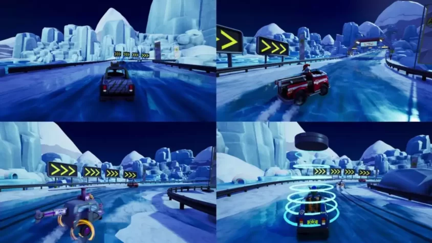 Зимняя трасса с персонажами Paw Patrol в Paw Patrol: Grand Prix