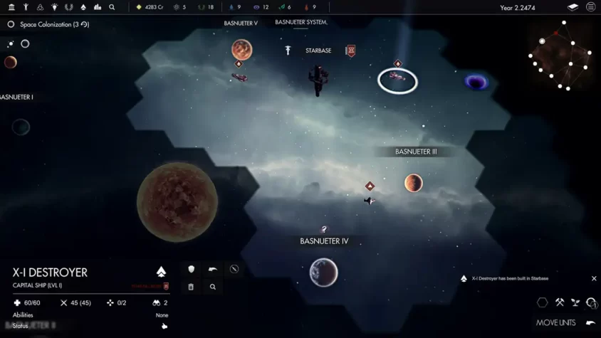 Скриншот игры Pax Nova, космос и карты