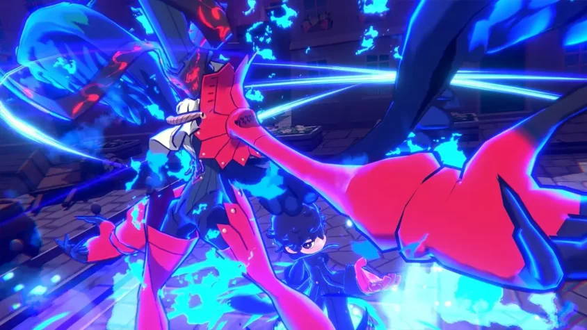 Эпичная атака с использованием стилизованного удара в игре Persona 5 Tactica