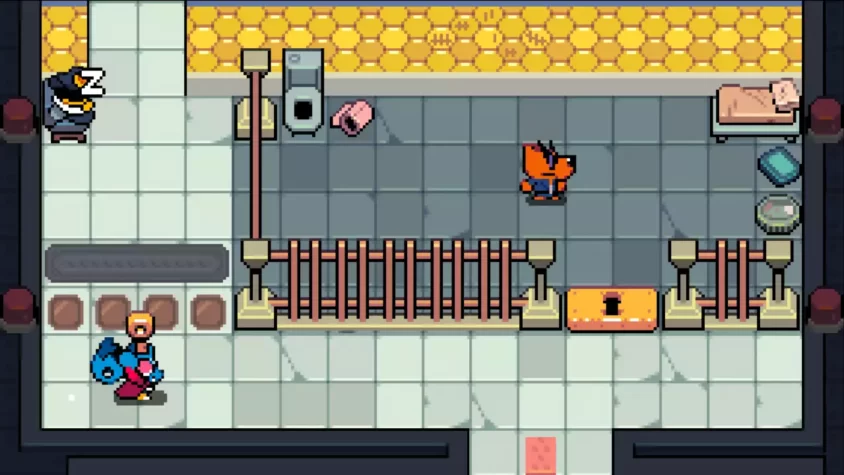 Геймплей игры Pipistrello and the Cursed Yoyo, персонажи исследуют лабиринт