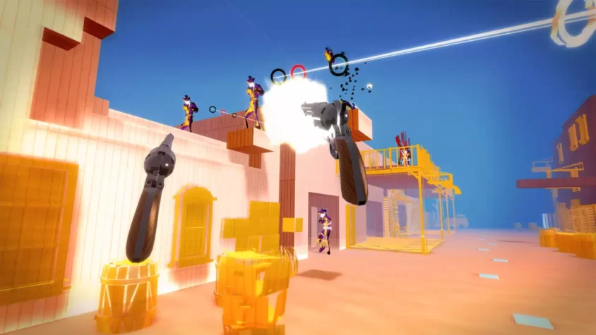 Экшен из игры Pistol Whip: пули летят, враги не доживают