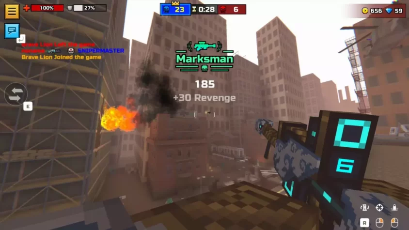 Игровой процесс Pixel Gun 3D с оружием и врагами