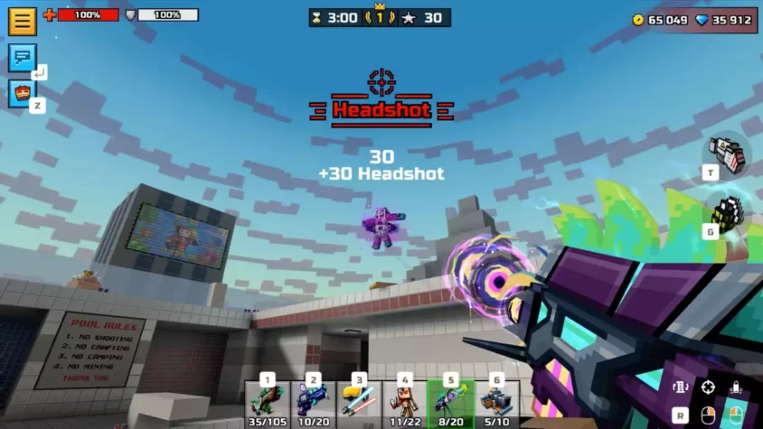 Уничтожение врагов в Pixel Gun 3D