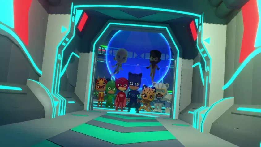 Герои на базе, готовы к действию в игре Pj Masks: Power Heroes – Mighty Alliance