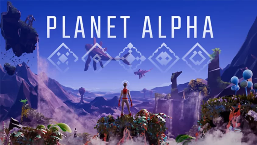 Обложка игры Planet Alpha Обложка игры Planet Alpha, с футуристической планетой и персонажем на фоне