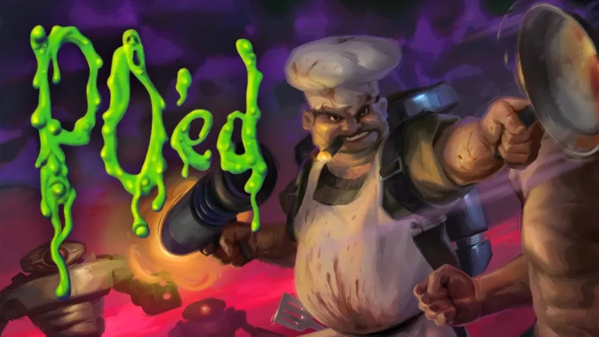 Обложка игры PO'ed Покрывало игры PO'ed с ужасным поваром, который решительно настроен