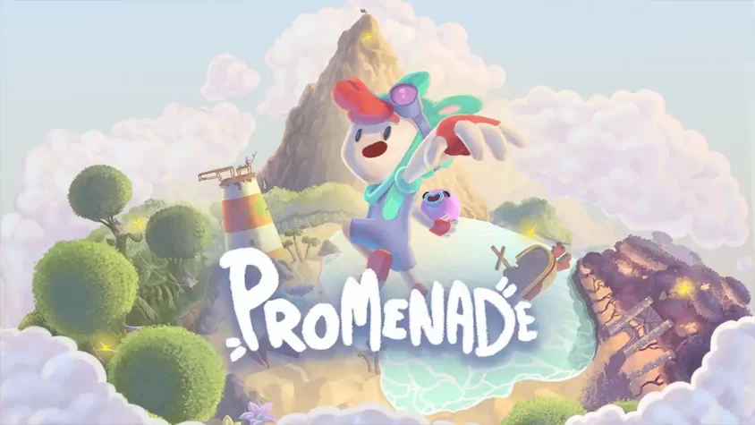 Promenade — Обложка игры Обложка игры Promenade с персонажем, который кидает несуществующий предмет в облака