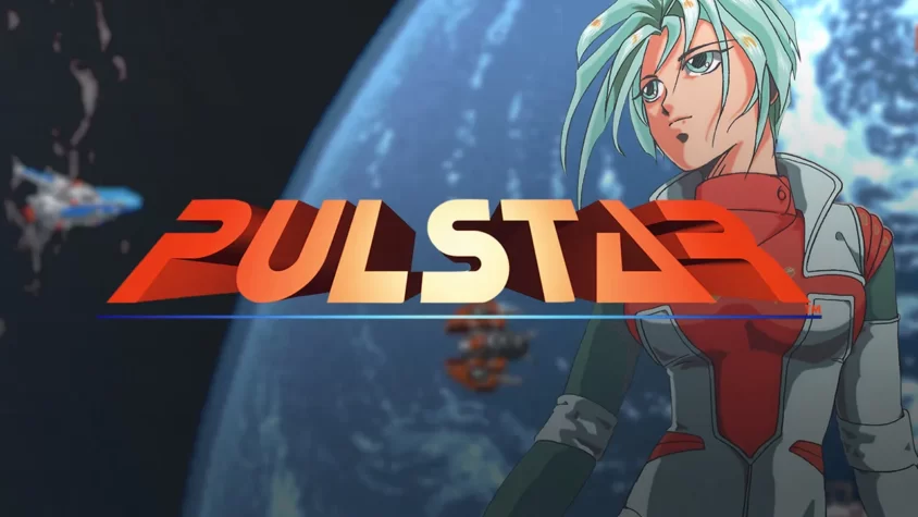Обложка игры Pulstar с героиней в стиле аниме на фоне Земли