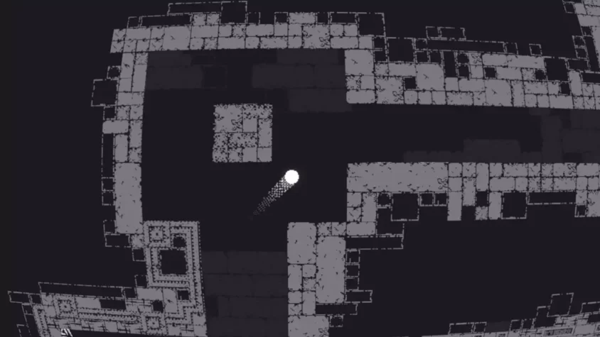 Геймплей игры Qomp 2 с ловушками и препятствиями