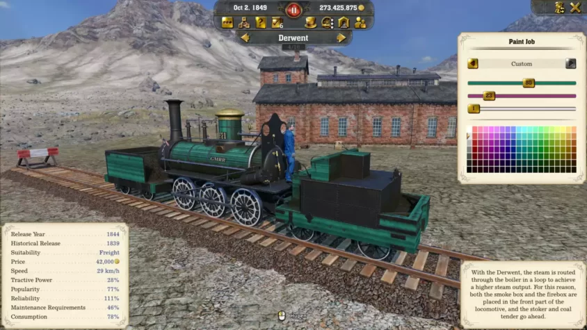 Поезд Derwent на железной дороге в Railway Empire 2